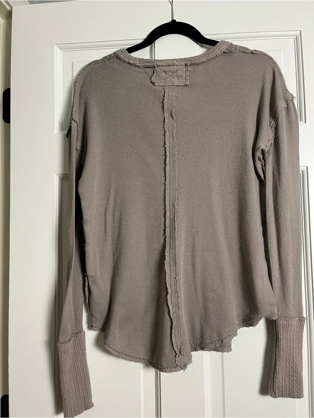 Free People We The Free Colby Long Sleeve Taupe Super Soft Cotton Top